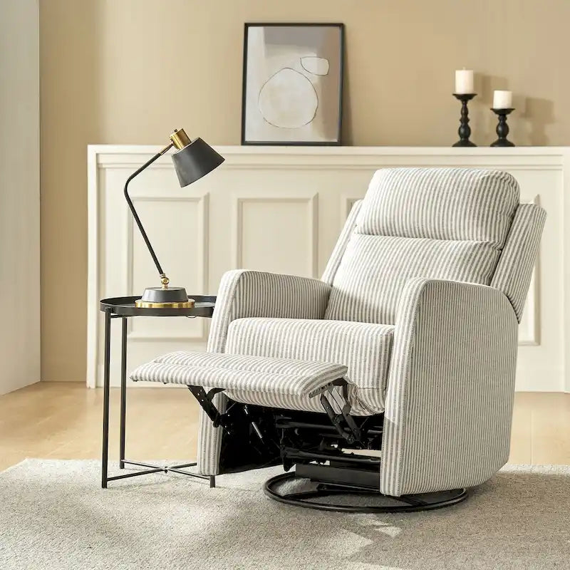 360-Degree Swivel Wingback Rocking Recliner with Pocket Springs, Beige, Grey, Navy
