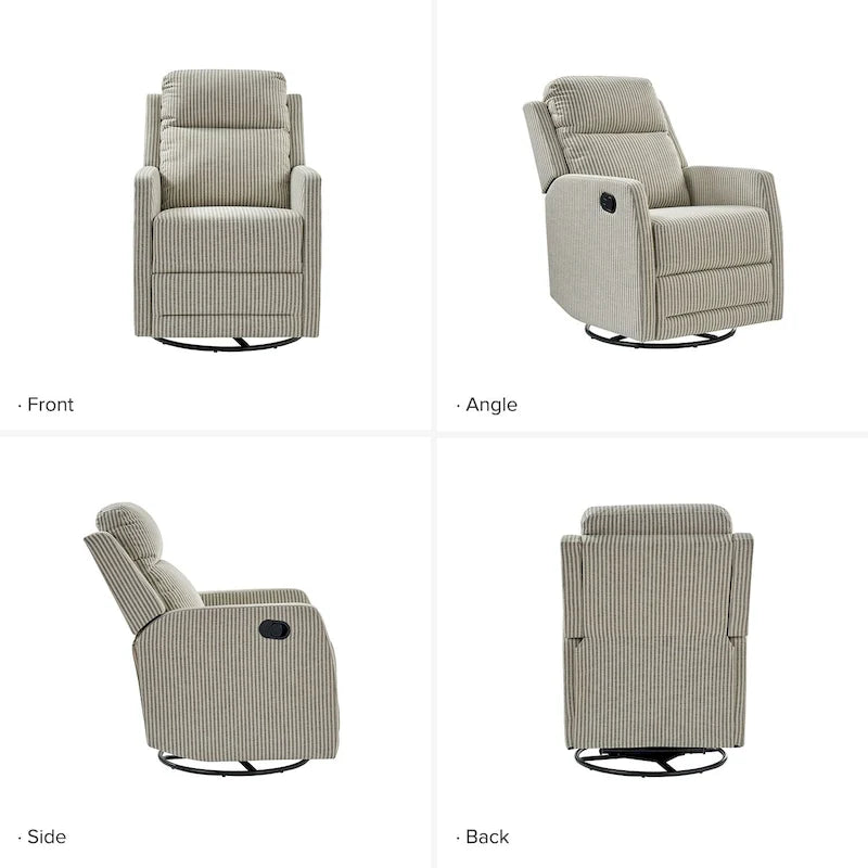 360-Degree Swivel Wingback Rocking Recliner with Pocket Springs, Beige, Grey, Navy
