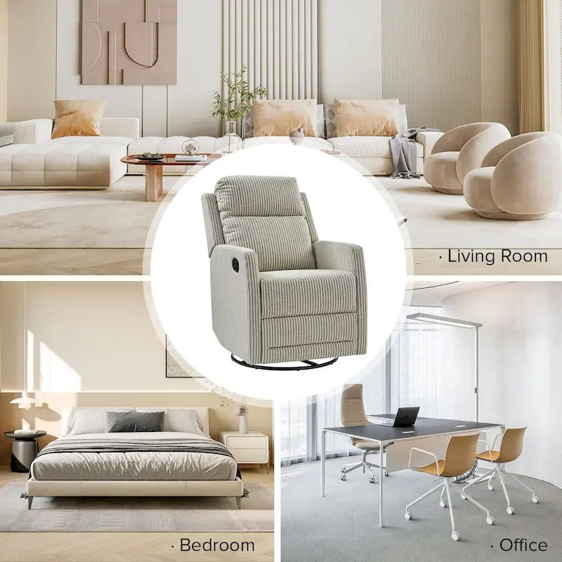 360-Degree Swivel Wingback Rocking Recliner with Pocket Springs, Beige, Grey, Navy