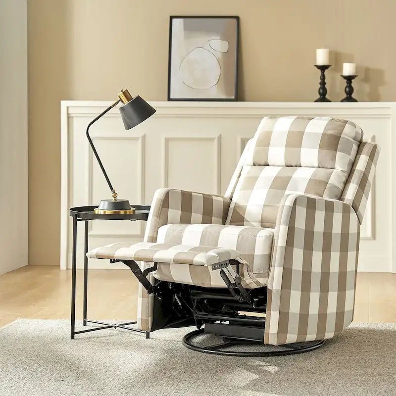 360-Degree Swivel Wingback Rocking Recliner with Pocket Springs, Beige, Grey, Navy