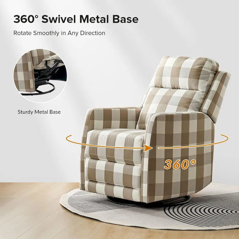 360-Degree Swivel Wingback Rocking Recliner with Pocket Springs, Beige, Grey, Navy