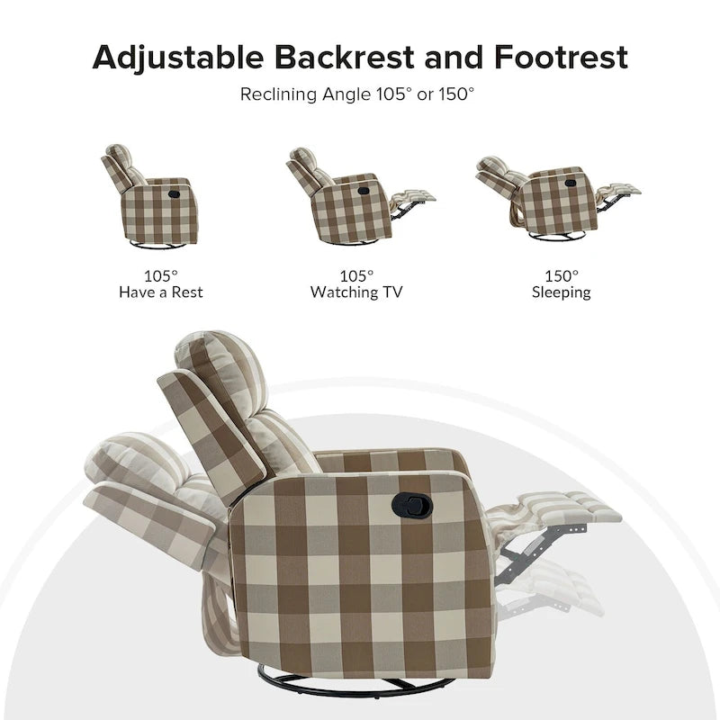 360-Degree Swivel Wingback Rocking Recliner with Pocket Springs, Beige, Grey, Navy