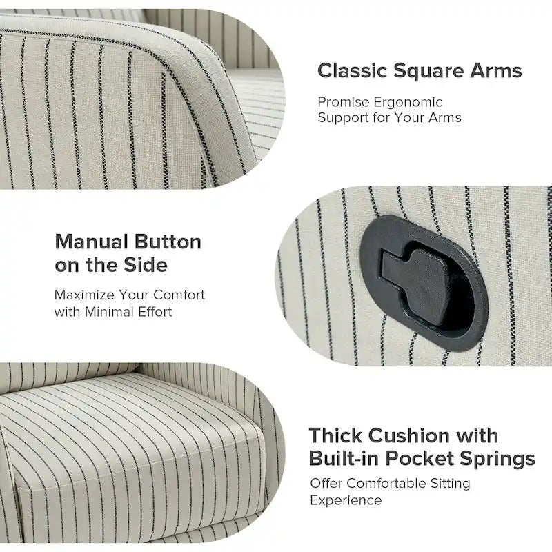 360-Degree Swivel Wingback Rocking Recliner with Pocket Springs, Beige, Grey, Navy