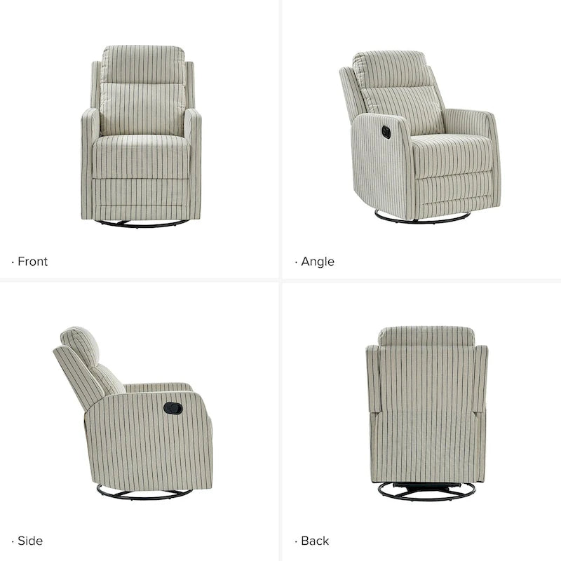 360-Degree Swivel Wingback Rocking Recliner with Pocket Springs, Beige, Grey, Navy
