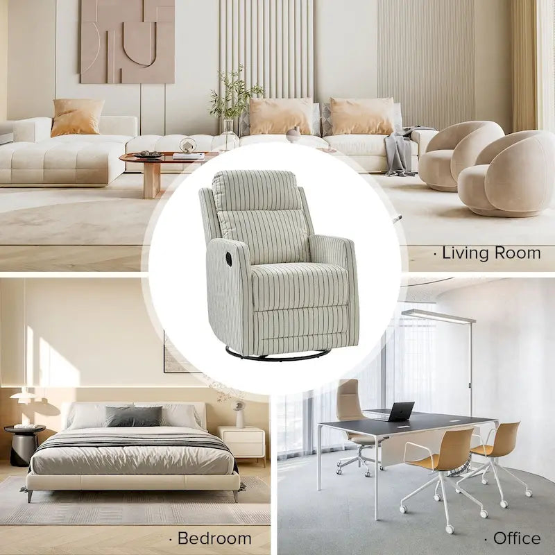 360-Degree Swivel Wingback Rocking Recliner with Pocket Springs, Beige, Grey, Navy