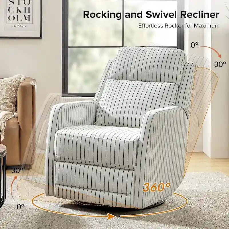 360-Degree Swivel Wingback Rocking Recliner with Pocket Springs, Beige, Grey, Navy