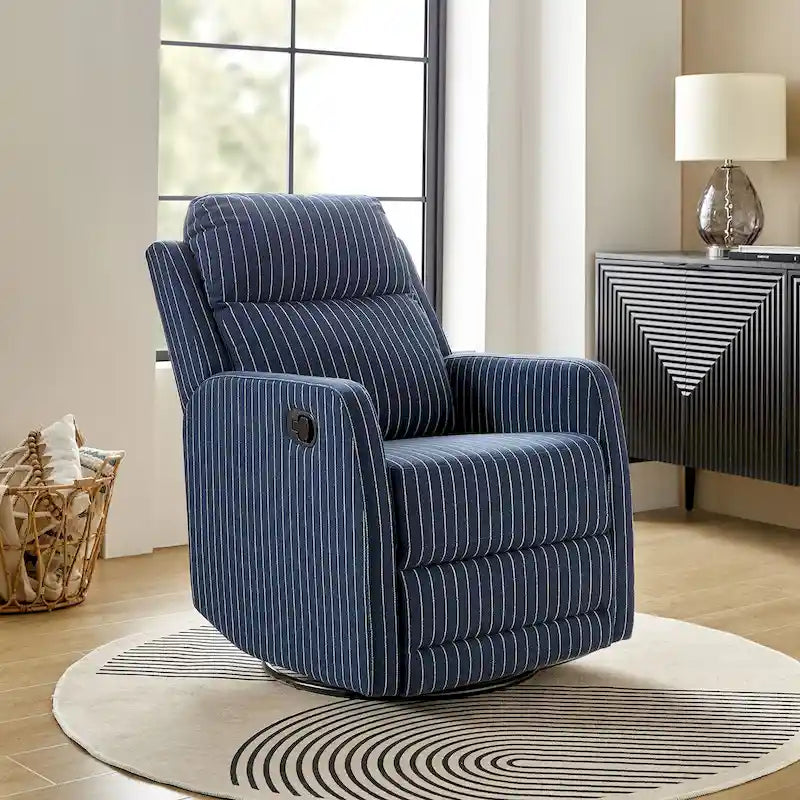 360-Degree Swivel Wingback Rocking Recliner with Pocket Springs, Beige, Grey, Navy