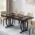 Black High Gloss Dining Table with Curved Metal Base Seats 4 to 6