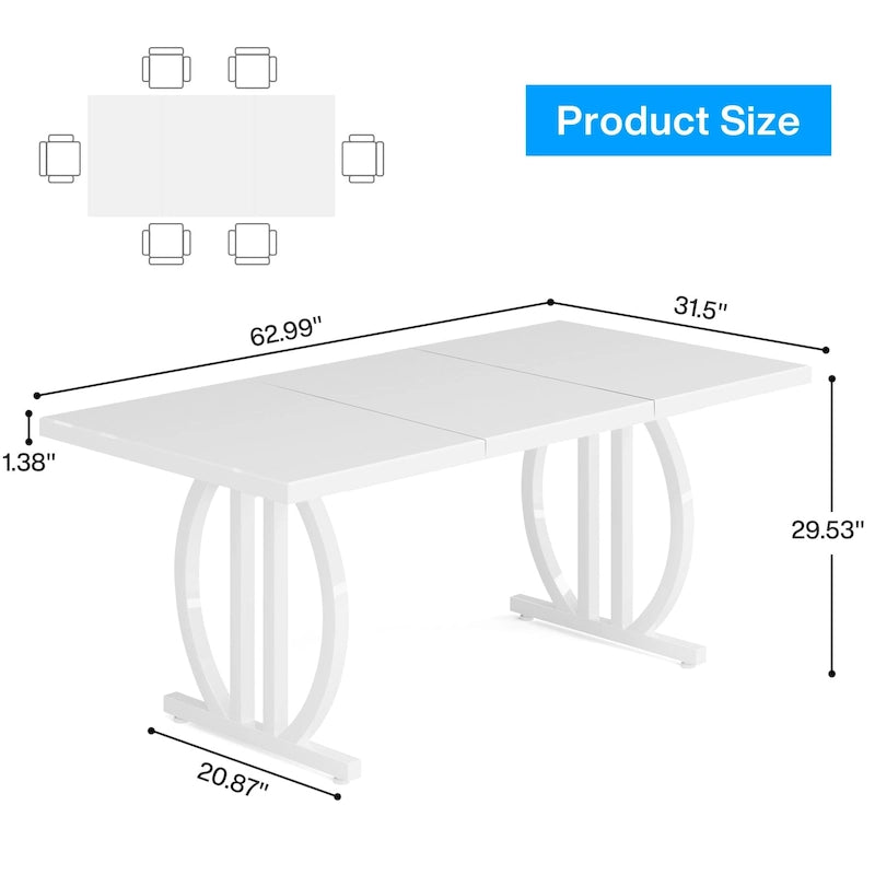 Black High Gloss Dining Table with Curved Metal Base Seats 4 to 6