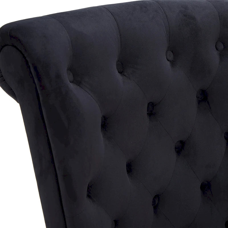 High-Back Tufted Velvet Accent Chair Retro Throne Style with Rubberwood Legs