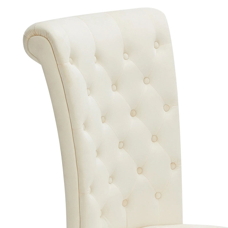 High-Back Tufted Velvet Accent Chair Retro Throne Style with Rubberwood Legs