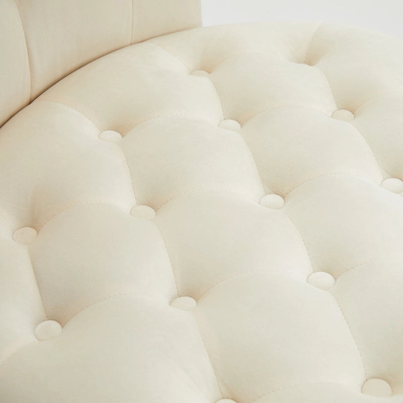 High-Back Tufted Velvet Accent Chair Retro Throne Style with Rubberwood Legs