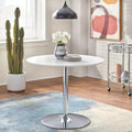 Round Dining Table with Sleek Metal Base Multi-Finish White Gold Chrome