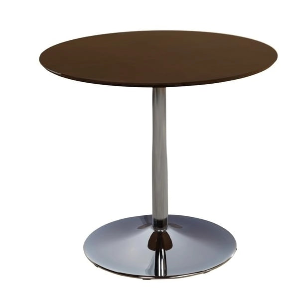 Round Dining Table with Sleek Metal Base Multi-Finish White Gold Chrome