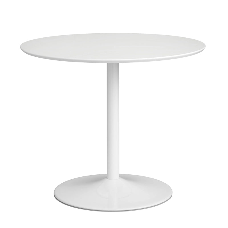 Round Dining Table with Sleek Metal Base Multi-Finish White Gold Chrome