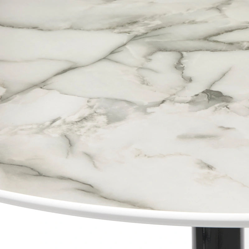Round Dining Table with Sleek Metal Base Multi-Finish White Gold Chrome