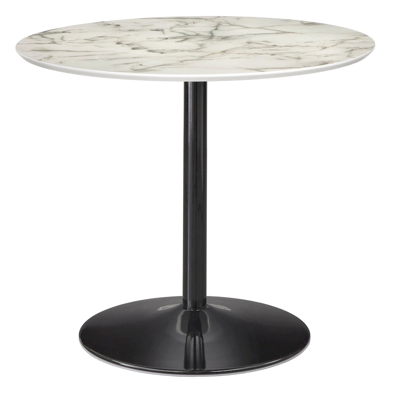 Round Dining Table with Sleek Metal Base Multi-Finish White Gold Chrome