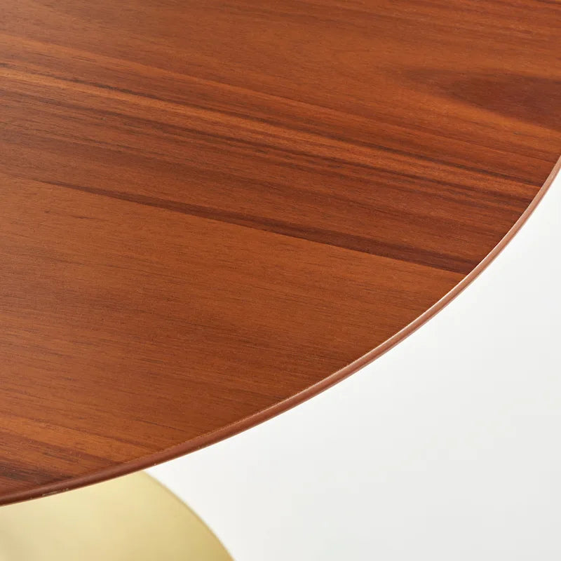 Round Dining Table with Sleek Metal Base Multi-Finish White Gold Chrome