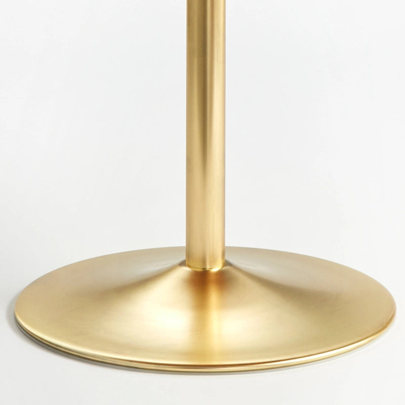 Round Dining Table with Sleek Metal Base Multi-Finish White Gold Chrome