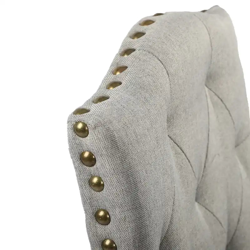 Solid Wood Tufted Dining Chairs, Kitchen Dining Room Chairs with Bronze Nailhead Trim Set of 2