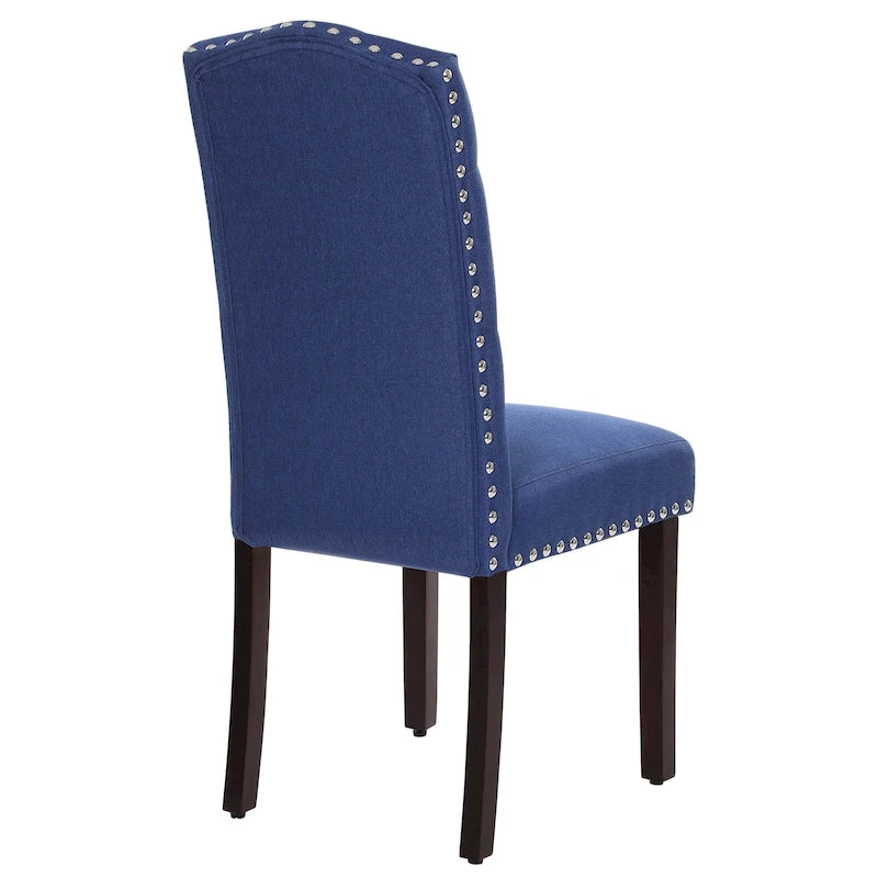 Solid Wood Tufted Dining Chairs, Kitchen Dining Room Chairs with Bronze Nailhead Trim Set of 2