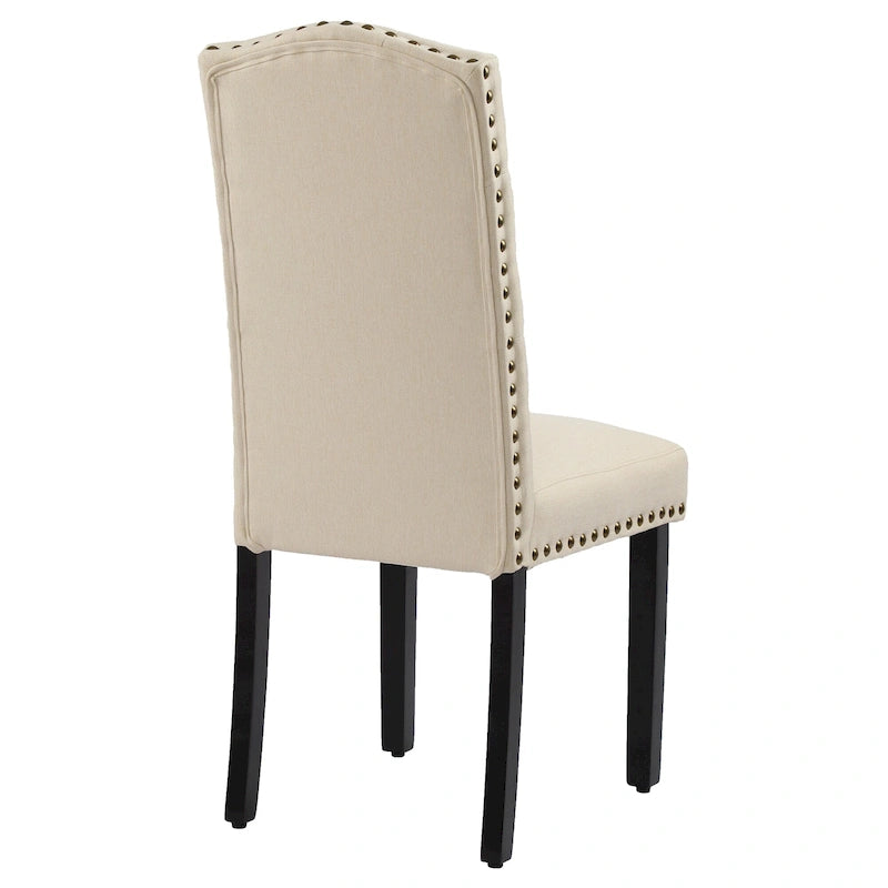 Solid Wood Tufted Dining Chairs, Kitchen Dining Room Chairs with Bronze Nailhead Trim Set of 2