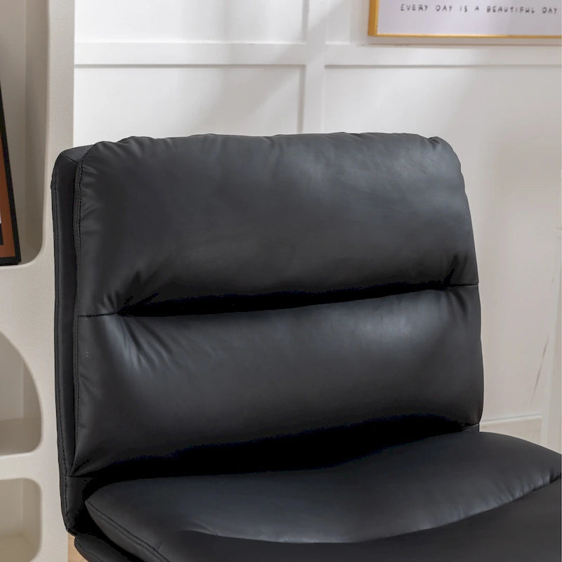 Height Adjustable Swivel Criss Cross Chair, Wide Cushioned Seat, PU Leather, Off-white / Grey / Black