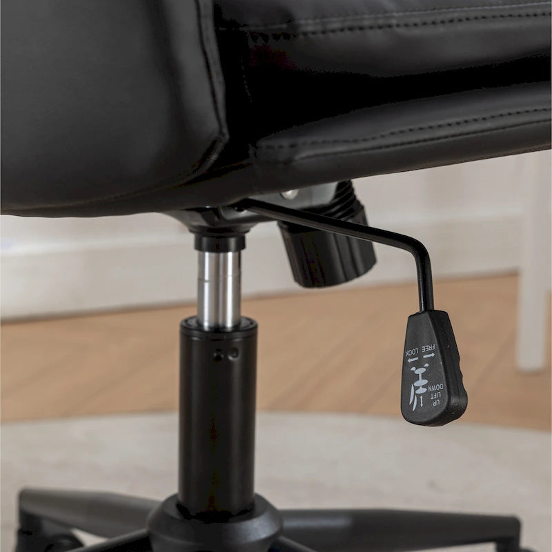 Height Adjustable Swivel Criss Cross Chair, Wide Cushioned Seat, PU Leather, Off-white / Grey / Black