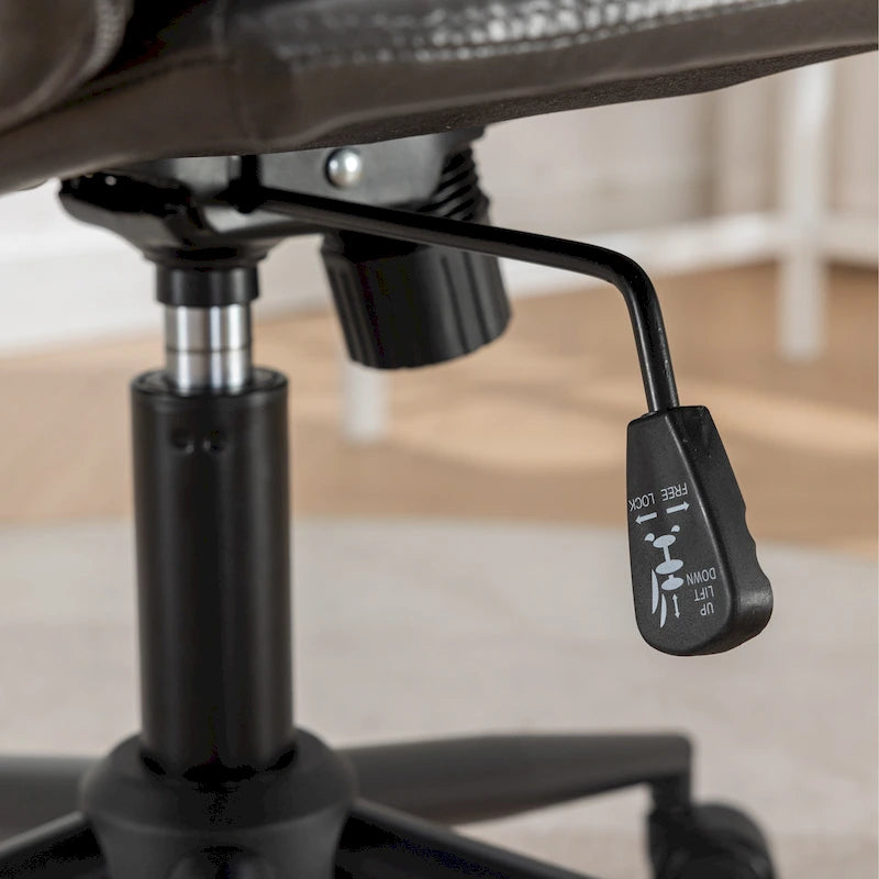 Height Adjustable Swivel Criss Cross Chair, Wide Cushioned Seat, PU Leather, Off-white / Grey / Black