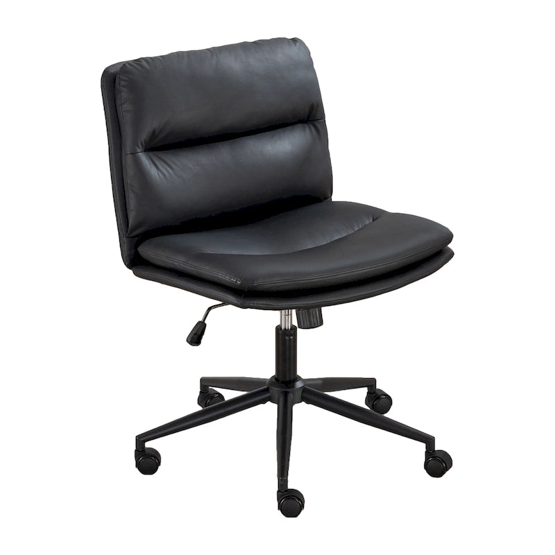 Height Adjustable Swivel Criss Cross Chair, Wide Cushioned Seat, PU Leather, Off-white / Grey / Black