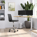 PU Leather Armless Swivel Task Chair Low Back Ribbed Adjustable Height Black White Brown Grey