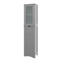 Bathroom Tall Cabinet Freestanding Linen Tower with Doors & Drawer