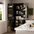Space-Saving Storage Solution Pantry Cabinet w/Dark Wood Grain Kitchen - 31.5Wx23.6Dx78.7H
