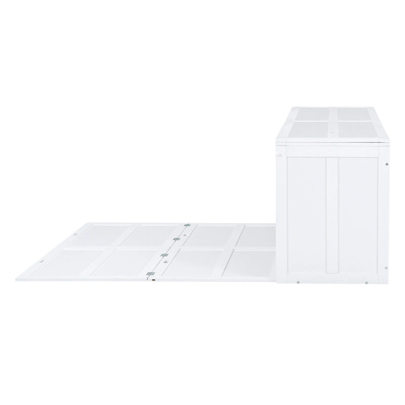 Gray Wall Murphy Bed with Rotating Desk and Built-In Storage Cabinet