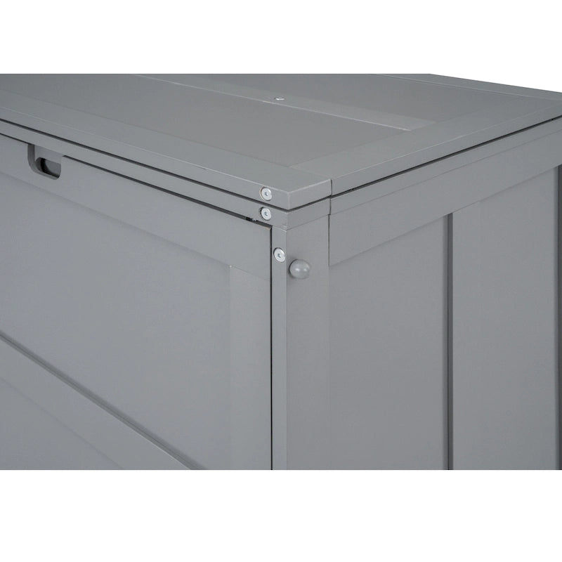 Gray Wall Murphy Bed with Rotating Desk and Built-In Storage Cabinet