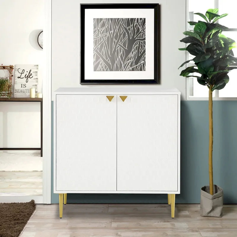 Hexagonal Pattern 2-door Storage Cabinet Buffet Cabinet Sideboard