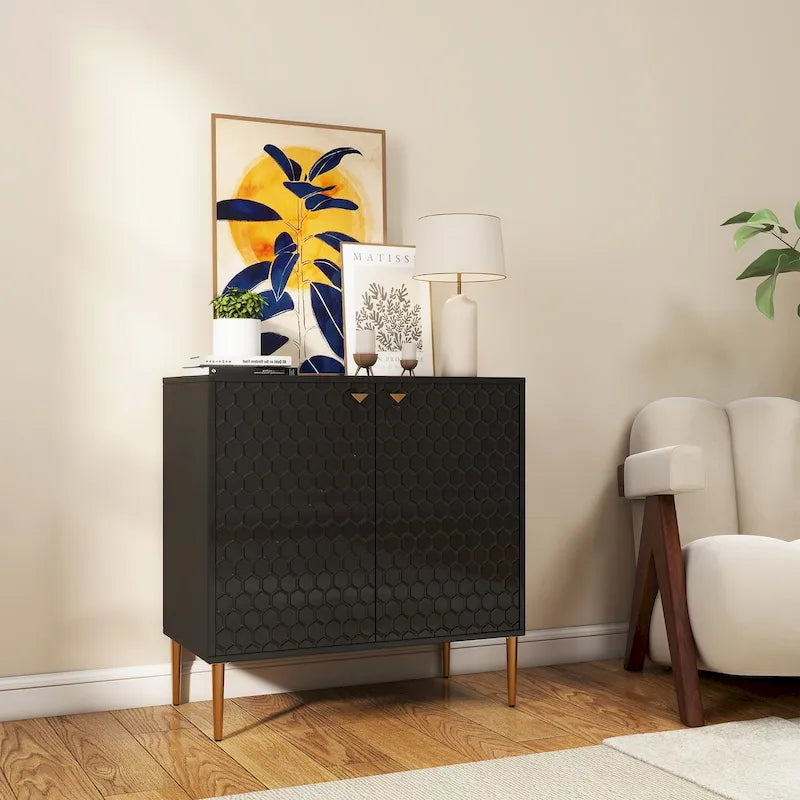 Hexagonal Pattern 2-door Storage Cabinet Buffet Cabinet Sideboard