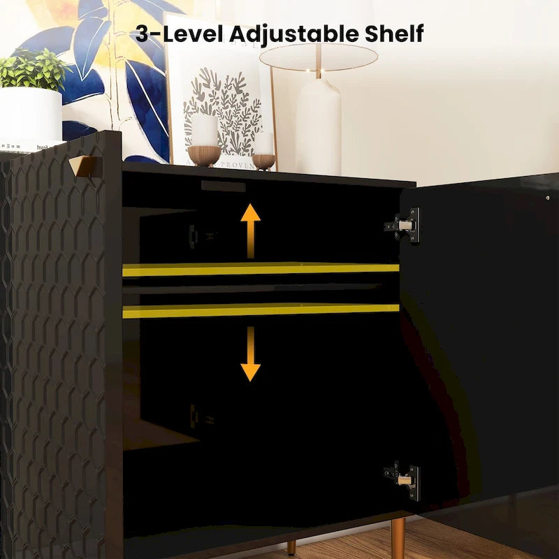 Hexagonal Pattern 2-door Storage Cabinet Buffet Cabinet Sideboard