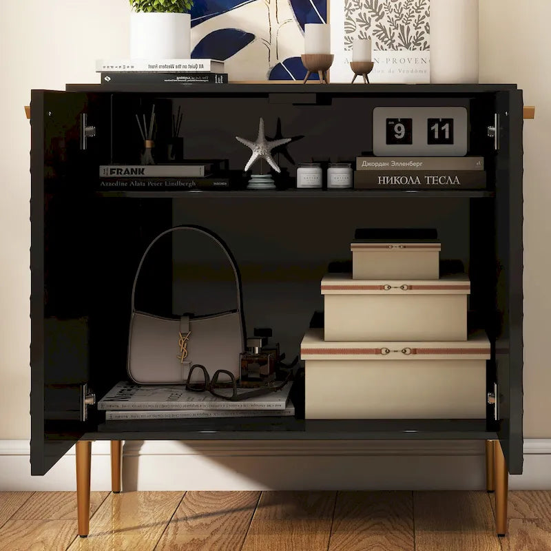 Hexagonal Pattern 2-door Storage Cabinet Buffet Cabinet Sideboard