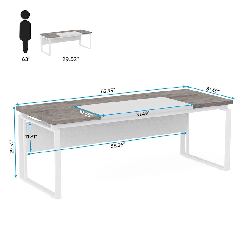 63 Modern Executive Computer Desk, 5FT Home Office Desk (Only Desk)