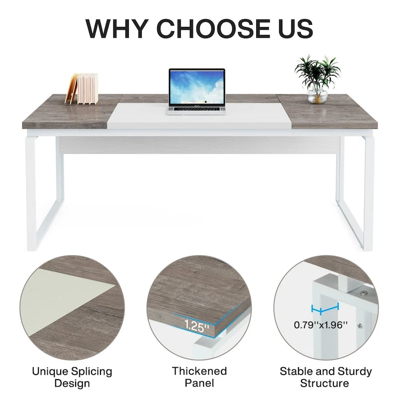 63 Modern Executive Computer Desk, 5FT Home Office Desk (Only Desk)