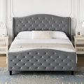 Bed Frame With Velvet Upholstered Headboard And Footboard