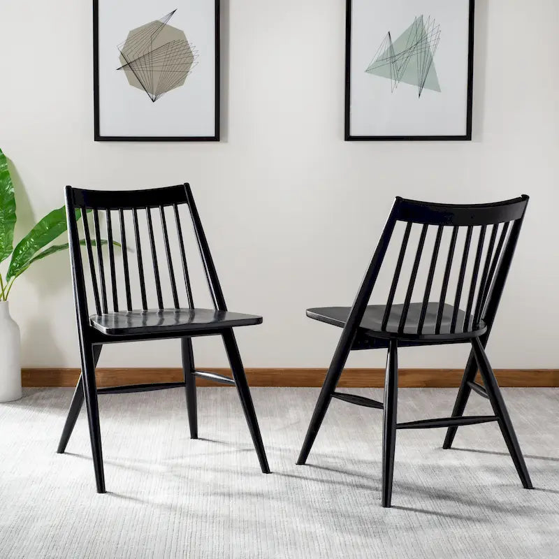 Spindle Back Solid Wood Dining Chair with Classic Contemporary Design - Black