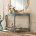 French Scalloped Half Moon Console Table with Bottom Shelf