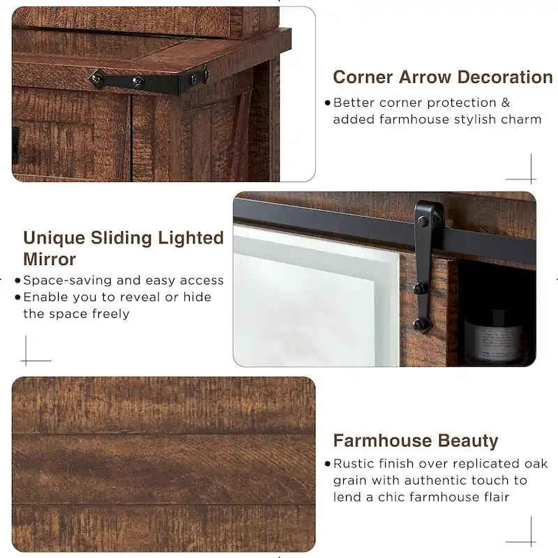Farmhouse Makeup Vanity Desk, Vanity Dressing Table, Stool Included