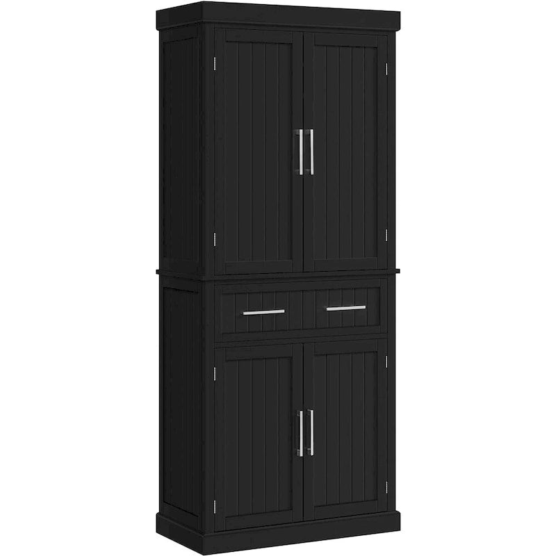 Tall Pantry Cabinet with Doors, Drawer and Adjustable Shelves, White