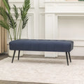 Tufted Faux Leather Upholstered Bench with Black Metal Legs