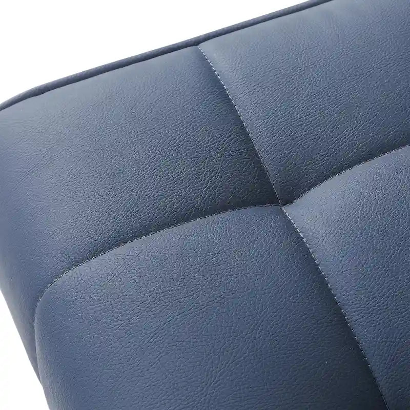 Tufted Faux Leather Upholstered Bench with Black Metal Legs