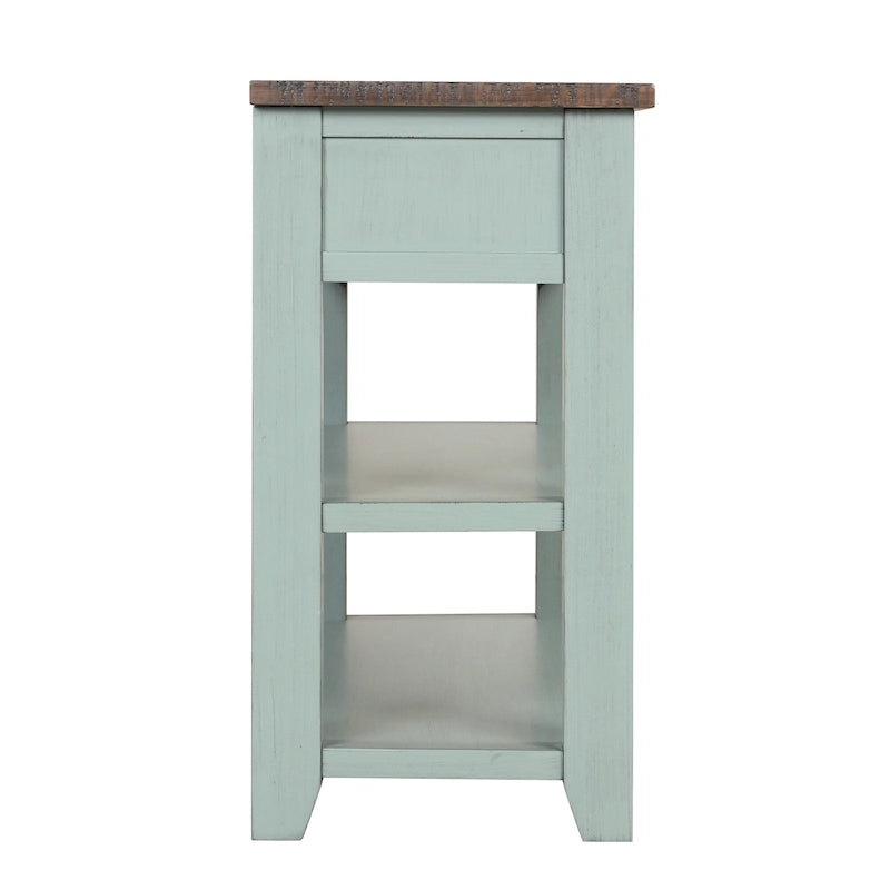 Vintage Distressed Pine Wood Console Table with Drawers and Shelves, Brown