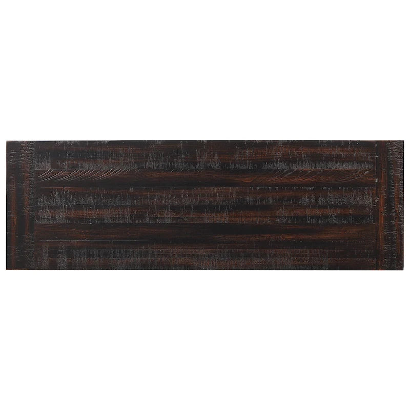 Vintage Distressed Pine Wood Console Table with Drawers and Shelves, Brown